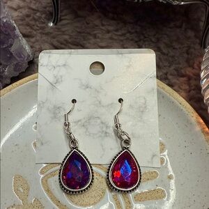 Elegant Silver and Pink Teardrop Earrings